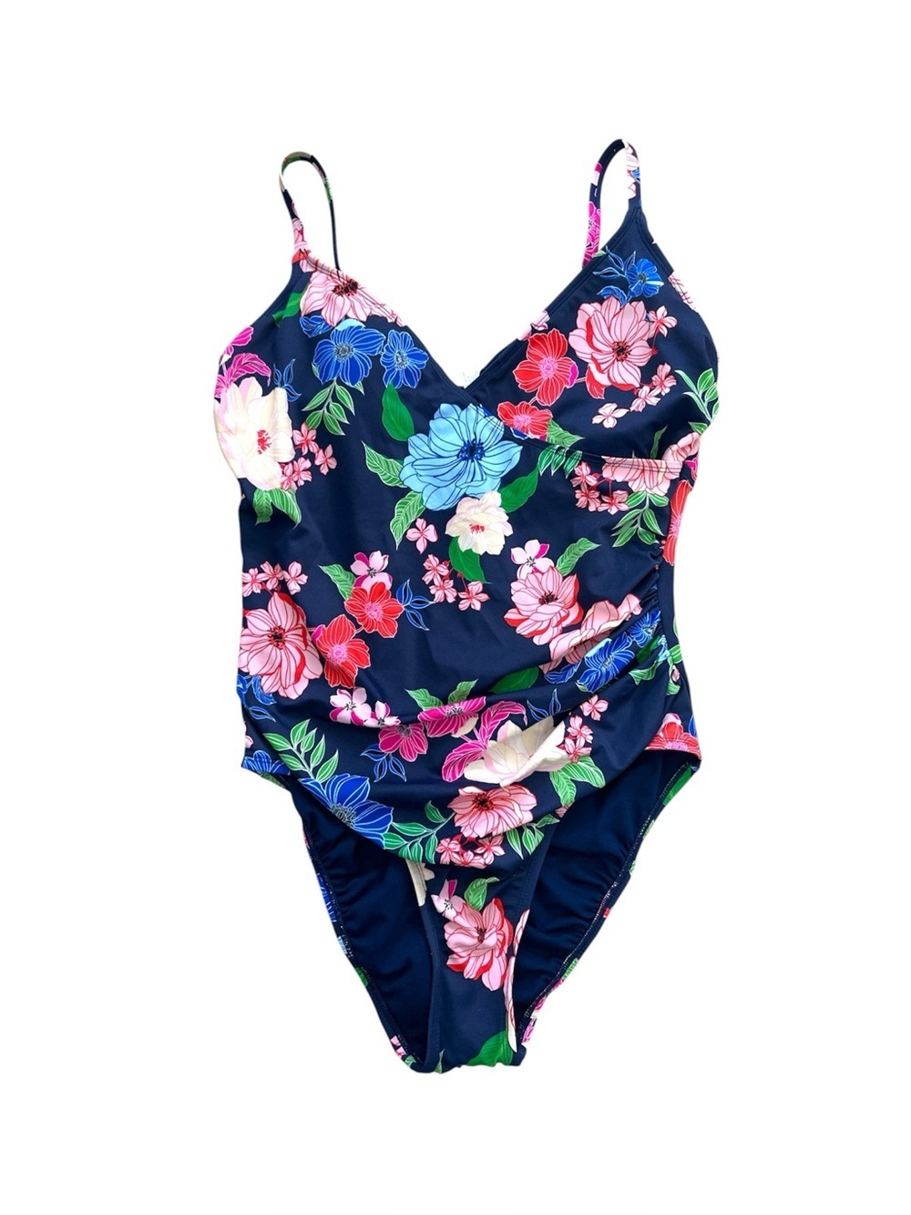 NWOT Liz Claiborne Navy Floral One-Piece Swimsuit